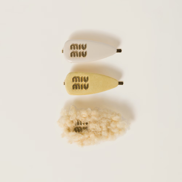 Stylish Miumiu Hair Clips: Elevate Your Look with Our Set of Leather, Suede, and Shearling